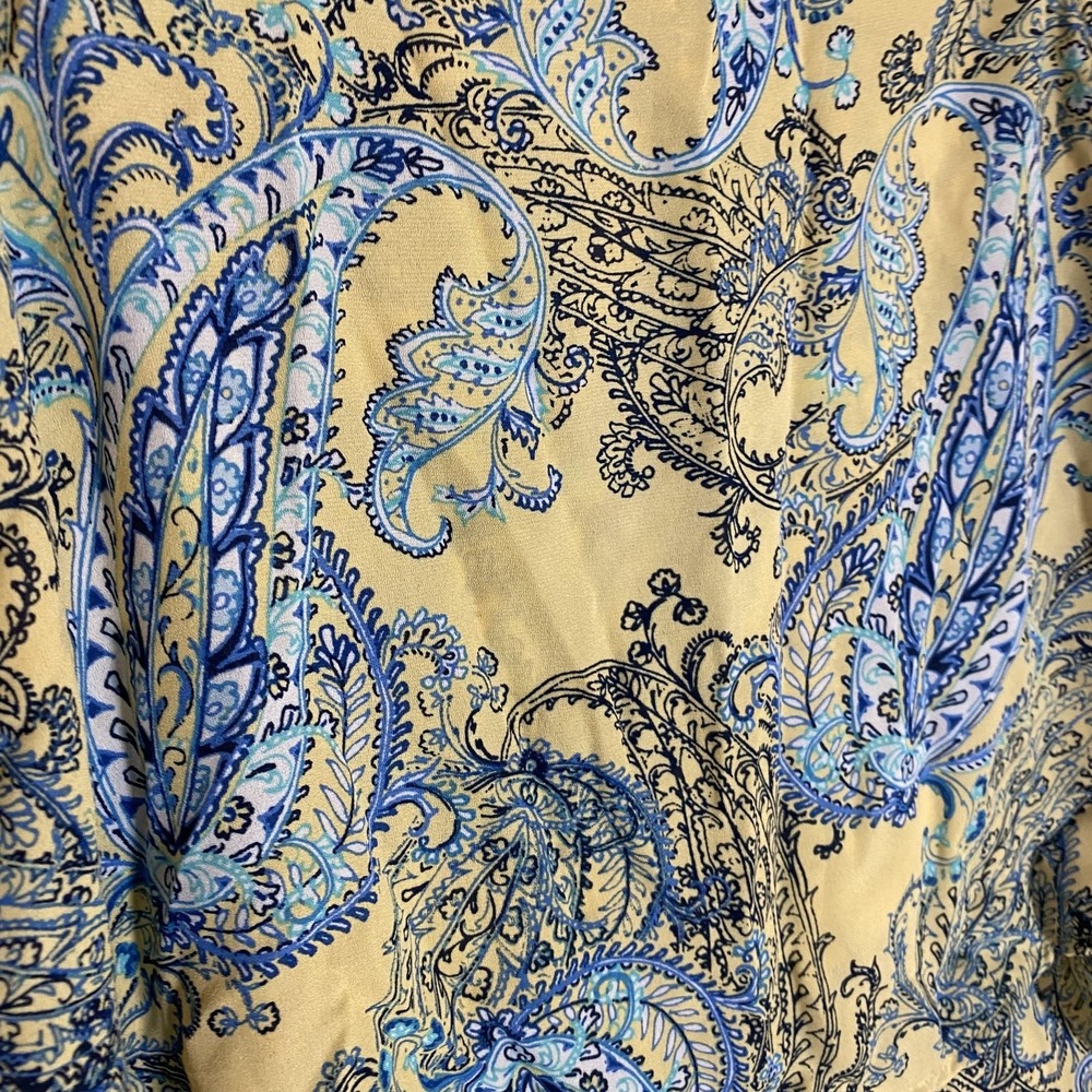 New Directions Top Womens Small Yellow Blue Paisley Sleeveless Tunic Blouse - Picture 6 of 15